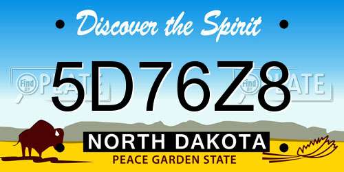 5D76Z8 North Dakota License Plate