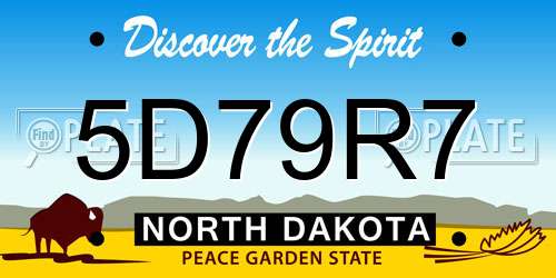 5D79R7 North Dakota License Plate