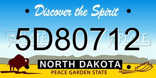 5D80712 North Dakota License Plate