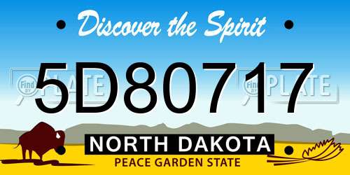 5D80717 North Dakota License Plate