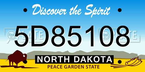 5D85108 North Dakota License Plate
