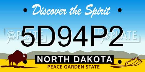 5D94P2 North Dakota License Plate