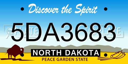 5DA3683 North Dakota License Plate