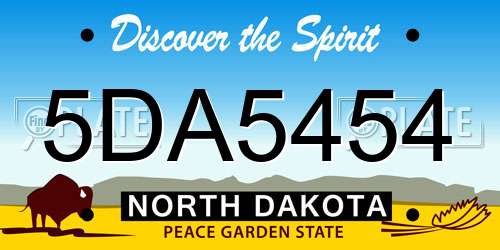 5DA5454 North Dakota License Plate