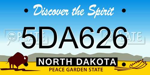 5DA626 North Dakota License Plate