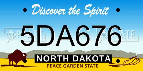 5DA676 North Dakota License Plate