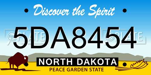 5DA8454 North Dakota License Plate