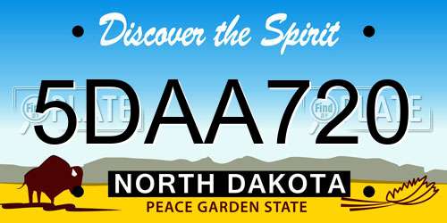 5DAA720 North Dakota License Plate