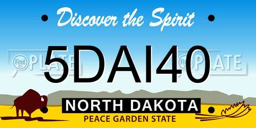 5DAI40 North Dakota License Plate