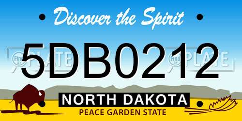 5DB0212 North Dakota License Plate