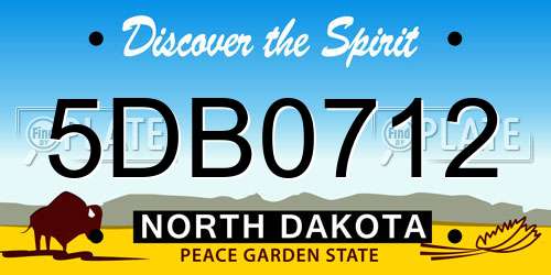 5DB0712 North Dakota License Plate