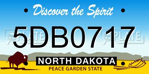 5DB0717 North Dakota License Plate