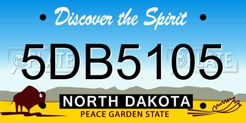 5DB5105 North Dakota License Plate