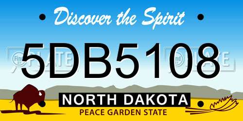 5DB5108 North Dakota License Plate