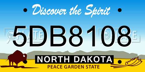 5DB8108 North Dakota License Plate