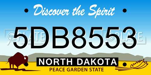 5DB8553 North Dakota License Plate