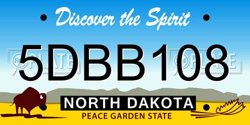 5DBB108 North Dakota License Plate