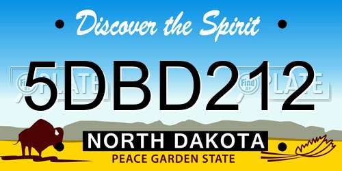 5DBD212 North Dakota License Plate