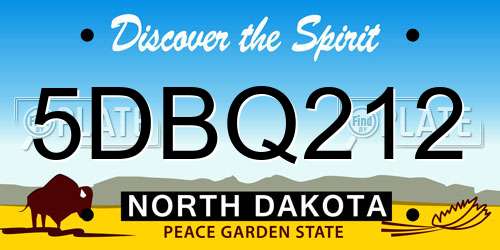 5DBQ212 North Dakota License Plate