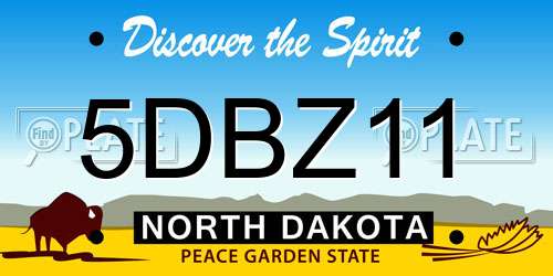 5DBZ11 North Dakota License Plate