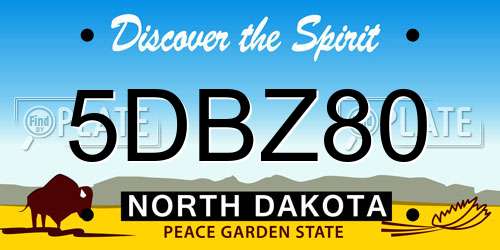 5DBZ80 North Dakota License Plate