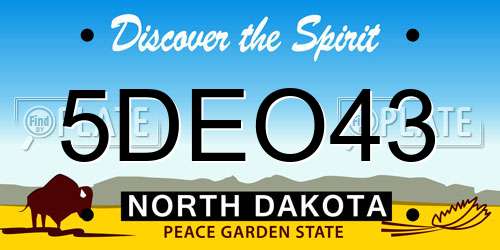 5DEO43 North Dakota License Plate