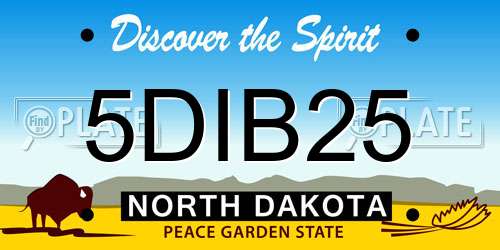5DIB25 North Dakota License Plate