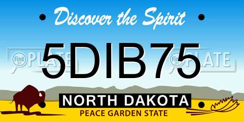 5DIB75 North Dakota License Plate