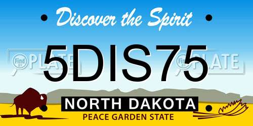 5DIS75 North Dakota License Plate