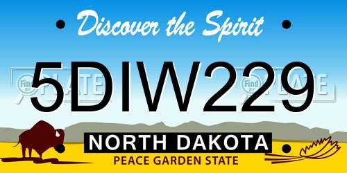 5DIW229 North Dakota License Plate