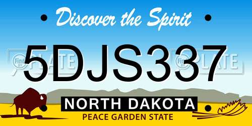 5DJS337 North Dakota License Plate