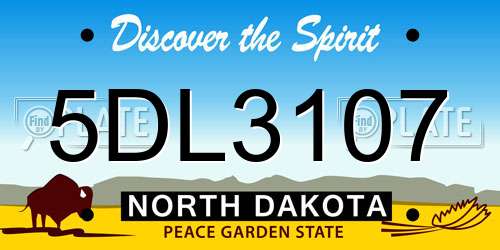 5DL3107 North Dakota License Plate