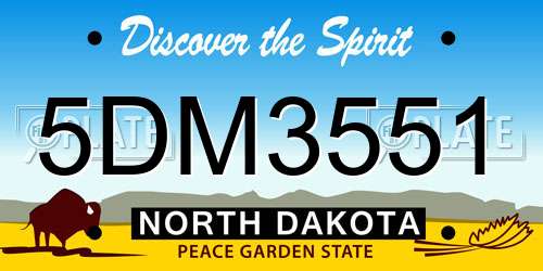 5DM3551 North Dakota License Plate