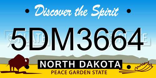 5DM3664 North Dakota License Plate