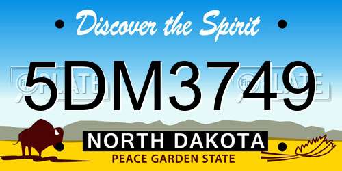 5DM3749 North Dakota License Plate