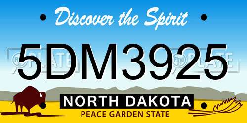 5DM3925 North Dakota License Plate