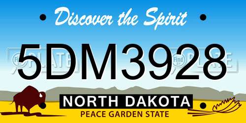 5DM3928 North Dakota License Plate