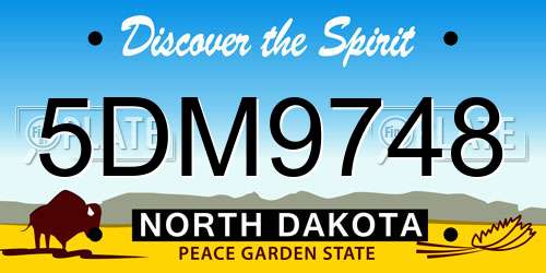 5DM9748 North Dakota License Plate