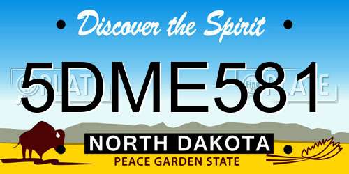 5DME581 North Dakota License Plate
