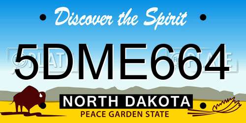 5DME664 North Dakota License Plate