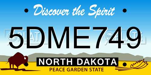 5DME749 North Dakota License Plate