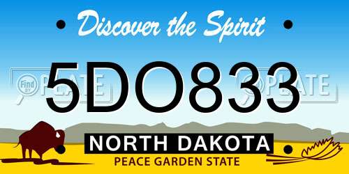 5DO833 North Dakota License Plate