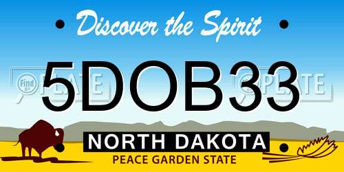 5DOB33 North Dakota License Plate