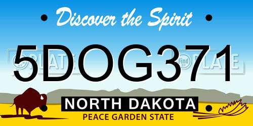 5DOG371 North Dakota License Plate