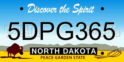 5DPG365 North Dakota License Plate