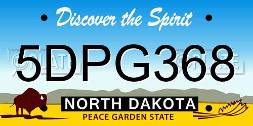 5DPG368 North Dakota License Plate