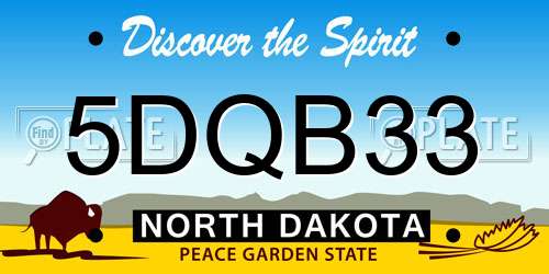5DQB33 North Dakota License Plate