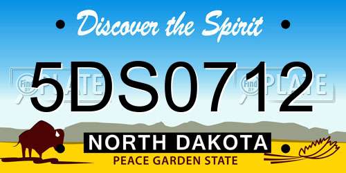 5DS0712 North Dakota License Plate