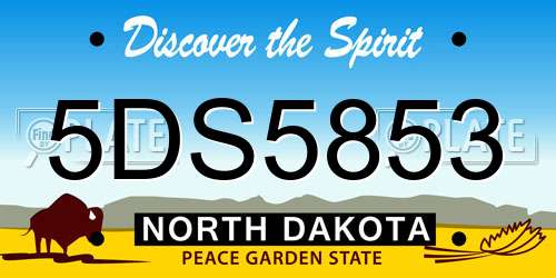 5DS5853 North Dakota License Plate