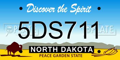 5DS711 North Dakota License Plate